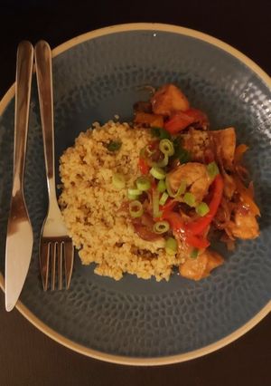 A picture of Sweet Chicken with Bulgur Wheat.