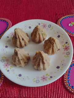 A picture of Sattu, dry fruit and jaggery Modak.