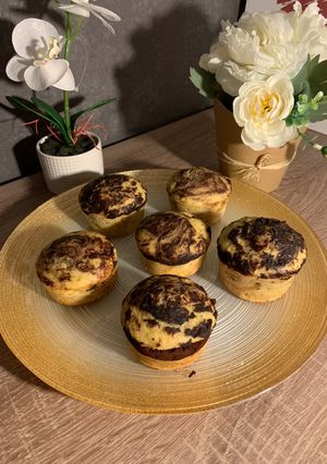 Une photo de Muffins bananes cœur pâte à tartiner
