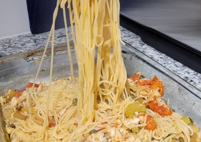 Italian Flounder Pasta with herbed cherry tomato sauce