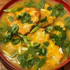A picture of Double lemon chicken with cheat’s preserved lemon.