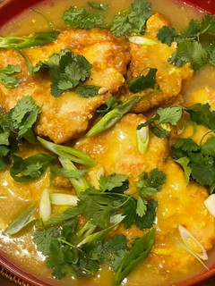 A picture of Double lemon chicken with cheat’s preserved lemon.