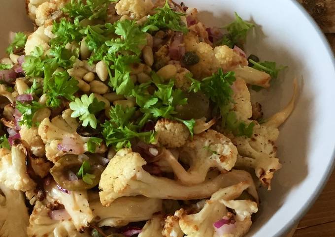 Calabrian Roasted Cauliflower Salad With Capers & Olives