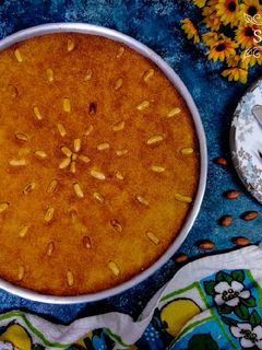 A picture of Halawani Basbousa with Nuts 😋👌.