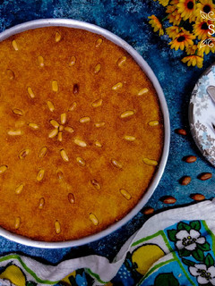 A picture of Halawani Basbousa with Nuts 😋👌.