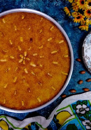 A picture of Halawani Basbousa with Nuts 😋👌.