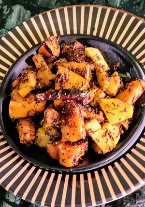 A picture of Dry Neem Flowers, Veggies Subzi(no onion, garlic).
