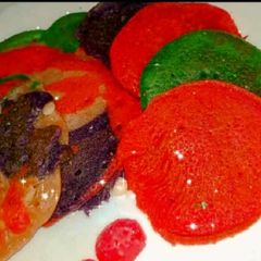A picture of Rainbow Honey Pancakes.