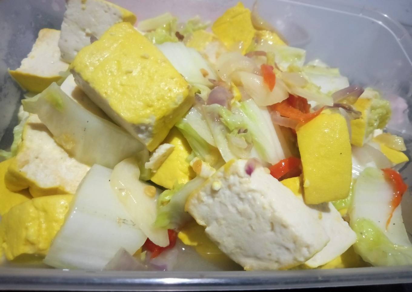 Tahu oseng sawi putih