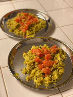 A picture of Aloo Poha (Potato Puffed Rice).