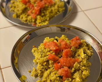 Popular Cuisine Aloo Poha Potato Puffed Rice Very Delicious