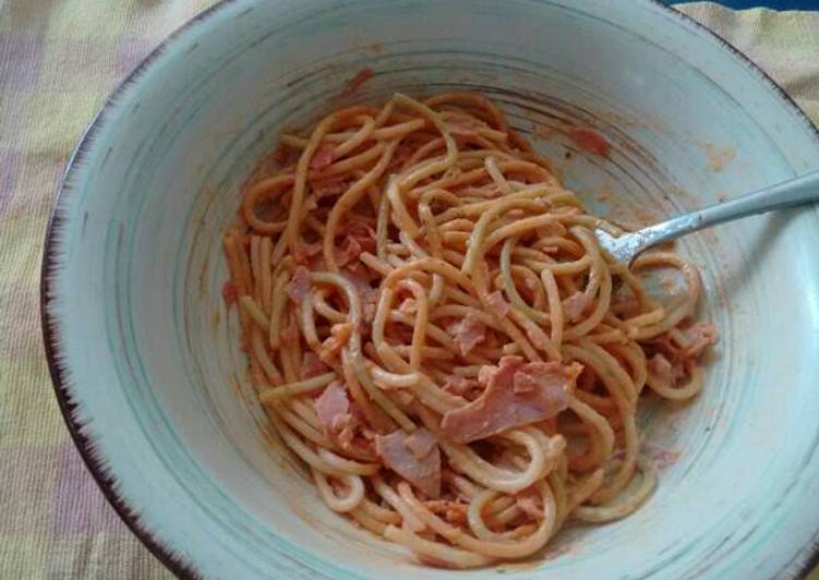 Spaghetti con jamón. ॐ