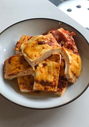 泡菜起士板豆腐（便當菜） 的食譜成品照片