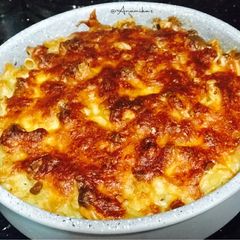 A picture of Eggs-Potato-Mushrooms Pasta Casserole.