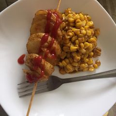 A picture of Spiral potato with spicy 🌽 corn 😋.