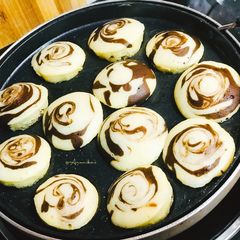 A picture of Choco-Marble Idli Cake.