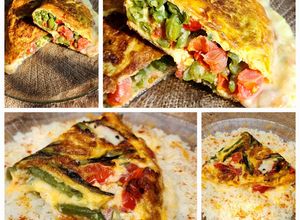 Una foto de 🍳 Omelette de chauchas, tomate y muzzarella - mismos ingredientes, dos versiones 🍳