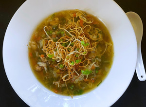 A picture of Chicken Manchow Soup.