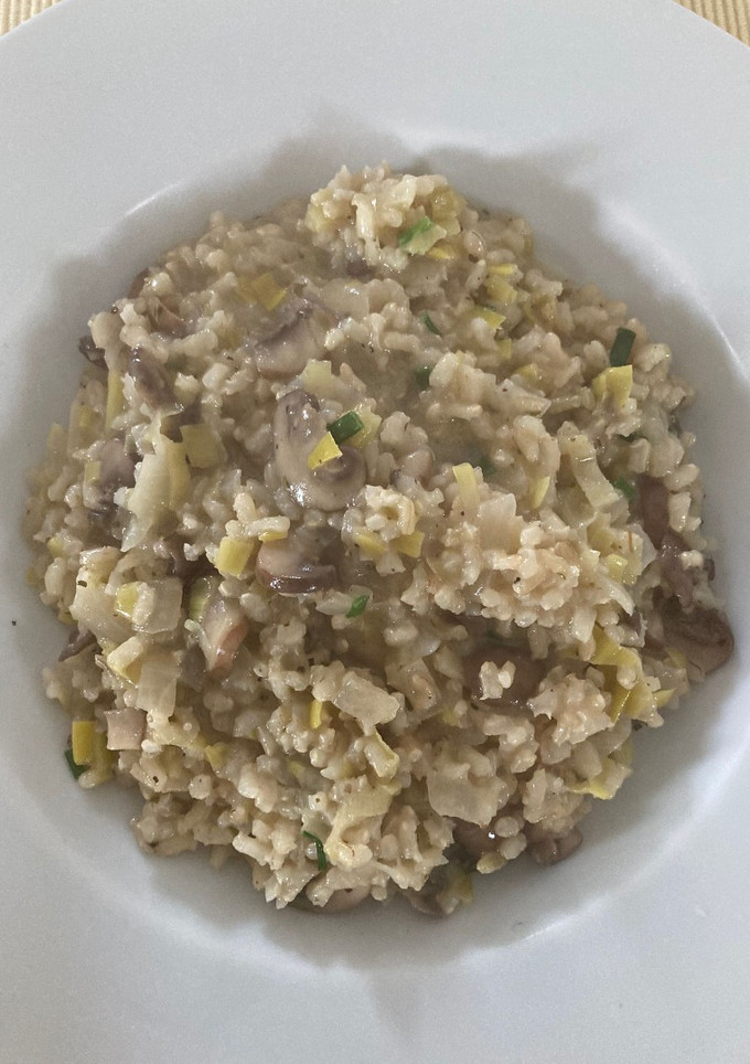 Una foto de Risotto vegano de champiñones portobello