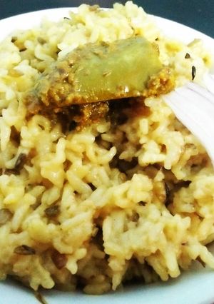 A picture of Rice and lentile khichdi.