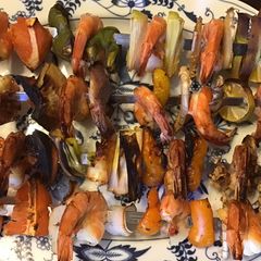 A picture of California Farm Skewered Prawns.