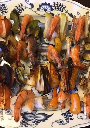 A picture of California Farm Skewered Prawns.