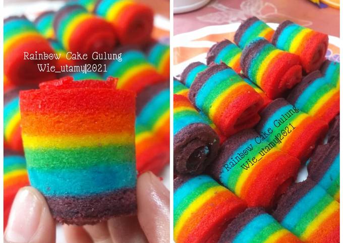 Rainbow Cake Gulung (Kukus)