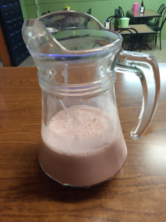 Una foto de Batido de soja, frambuesa y manzana