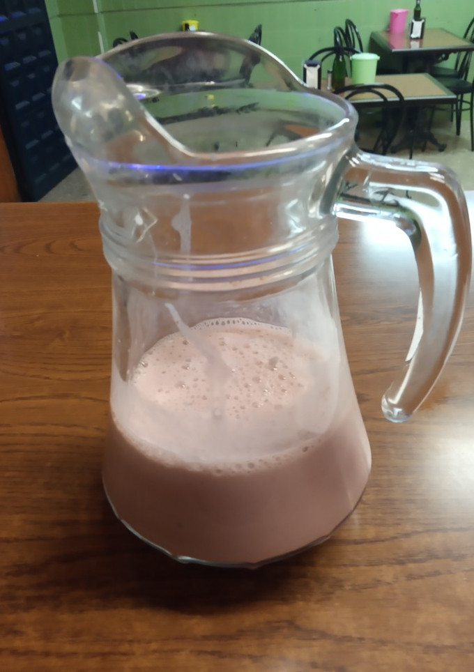 Una foto de Batido de soja, frambuesa y manzana