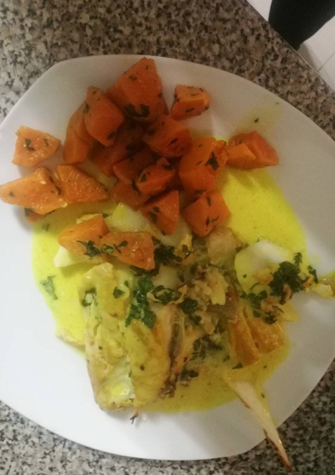 Una foto de Bacalao Skrei con mostaza y leche de coco
