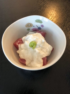 A picture of Yama Kake (Tuna tartar with Japanese Yam).