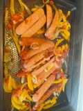 Baked sausage, pepper & onions