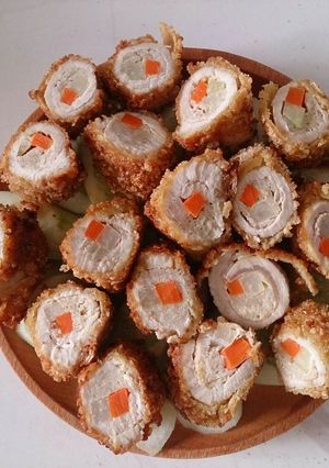 Hình của món Thịt cuốn rau củ tẩm bột rán.