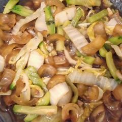Nappa Cabbage Beef Gravels and Chayote Stir Fry A picture of Nappa Cabbage Beef Gravels and Chayote Stir Fry.