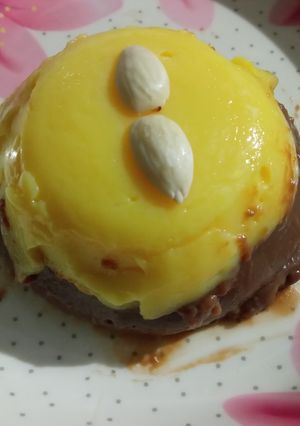 A picture of Custard choco coffee pudding.