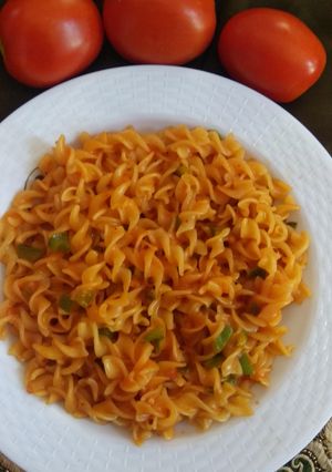 A picture of Red sauce pasta.