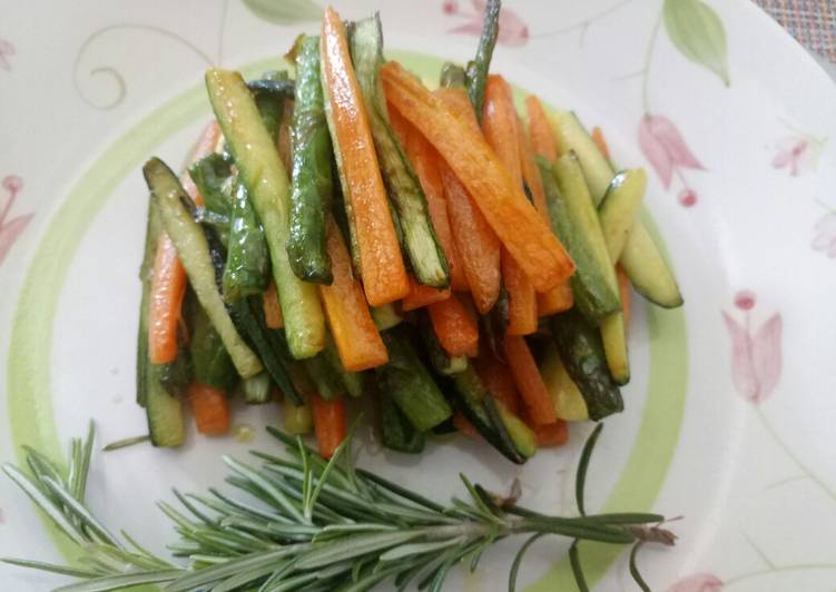 Simple Way to Make Quick Rosemary and Garlic sauteed vegetable sticks