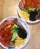 Eatclean - Salad rau càng cua cá mòi + cá hấp + bắp và cơm gạo lứt