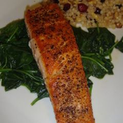 Roasted Orange Salmon with Garlicky Spinach A picture of Roasted Orange Salmon with Garlicky Spinach.