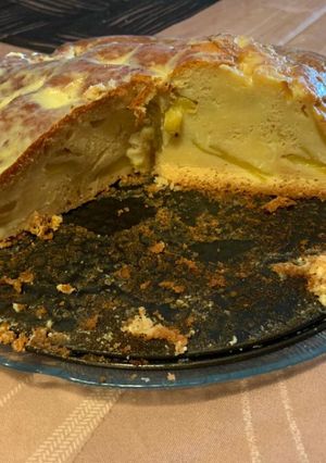 Una foto de Bizcocho de manzana con flan