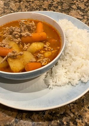 A picture of Hubby's Pork Massaman Curry.