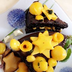A picture of Mango & Chocolate cake.
