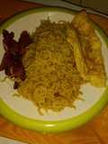Indomine with omellate and plantain