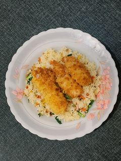 Foto resep Garlic Butter Rice with Dory Katsu