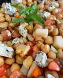 Garbanzos con gorgonzola, fresas 🍓 y pomelo ….ufff