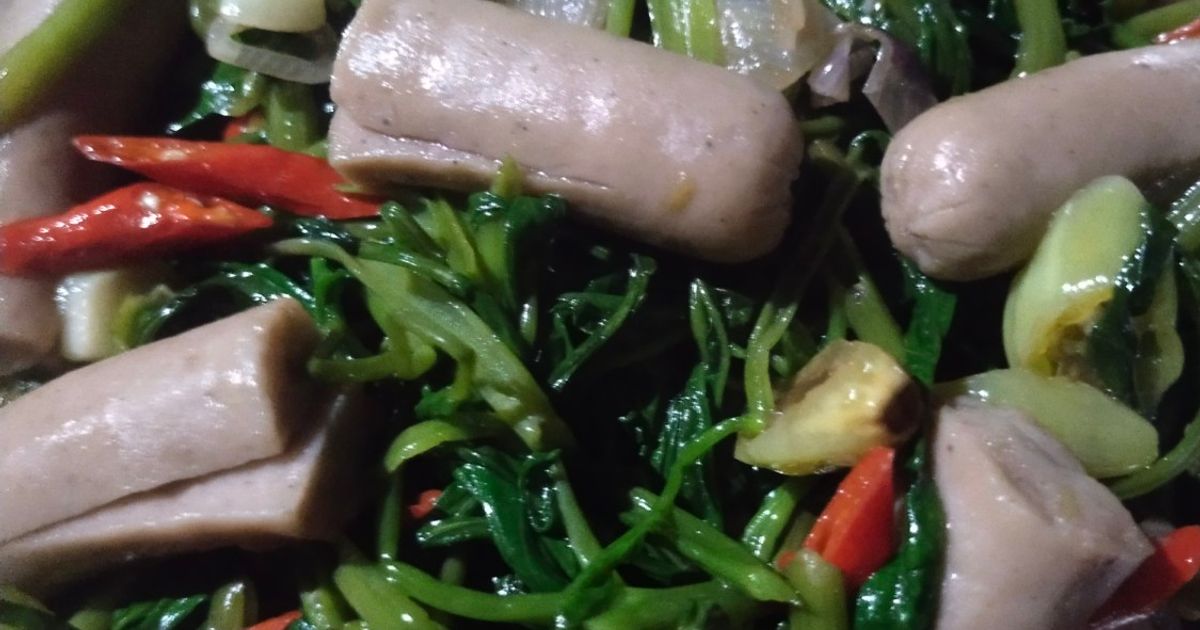 Tumis kangkung sosis
