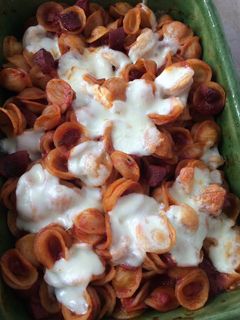 Une photo de Gratin de pates au chorizo