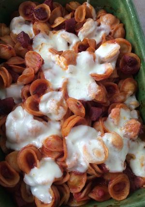 Une photo de Gratin de pates au chorizo