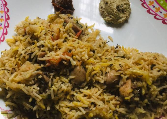 Vazhaipoo + mushroom, coconut Milk briyani