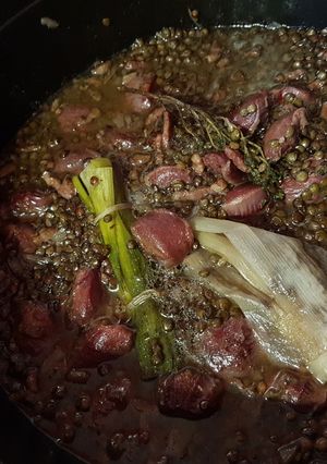 Une photo de Lentilles aux gésiers de canard confits
